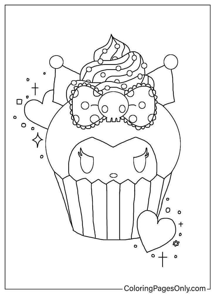 a cupcake with candles and hearts on it coloring pages for kids to print out