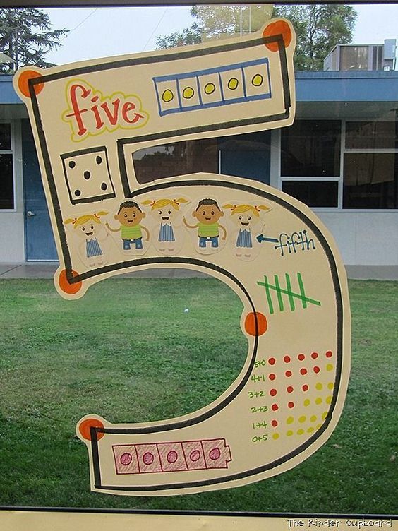 a collage of photos with numbers, letters and shapes to make a number five