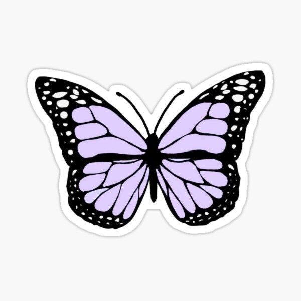 a purple butterfly sticker on a white background