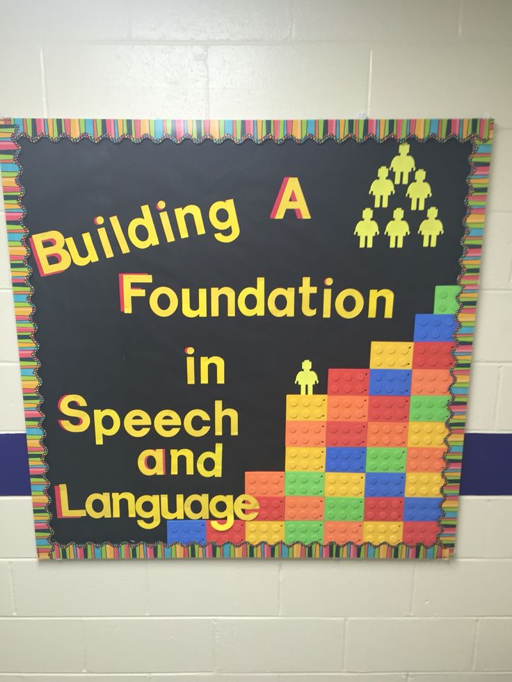 a bulletin board that says building a foundation in speech and language