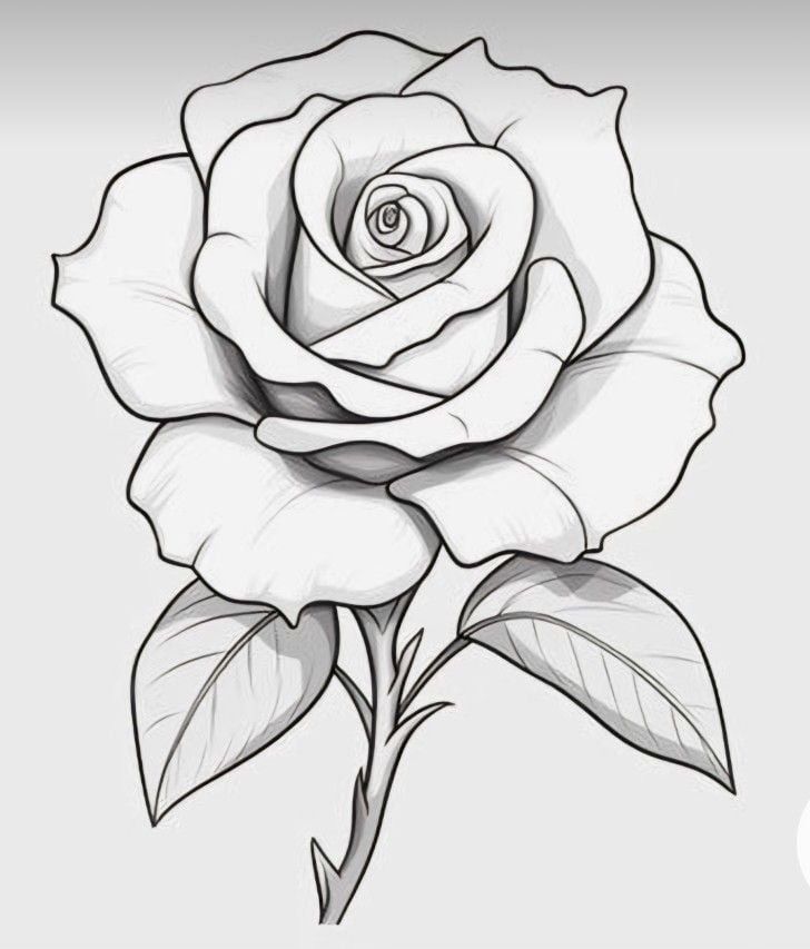 a drawing of a rose on a white background