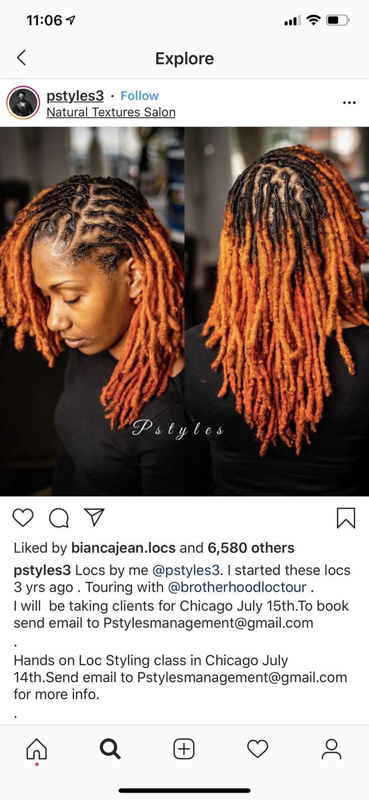 Loc Tip Color Ideas Black Women, Fall Colored Locs Black Women, Auburn Hair Color On Black Women Locs, Fall Color Dreads Black Women, Fall Hair Colors For Locs, Black And Ginger Locs, Ginger Colored Locs Black Women, Ginger Colored Locs, Two Tone Locs Black Women