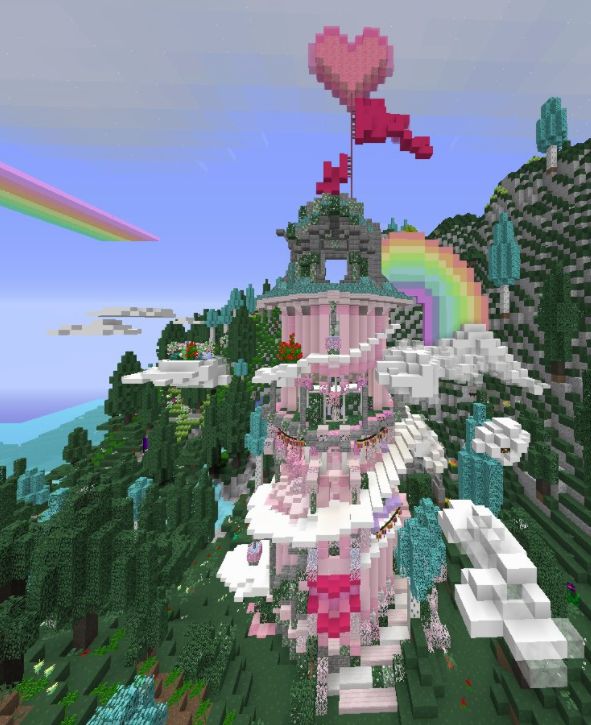 an image of a pink castle in minecraft