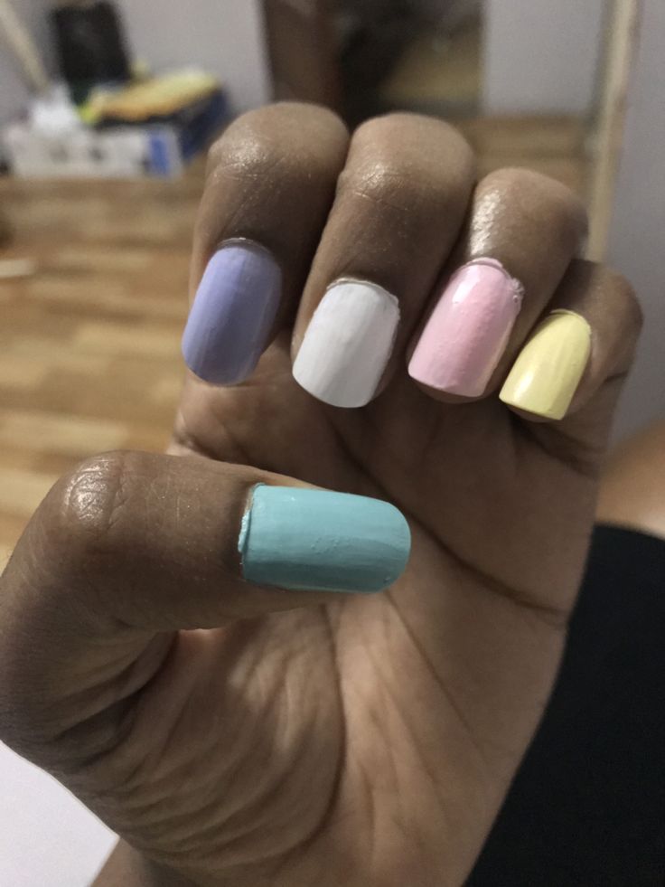 Easter pastel nails Nail Paint Colour, Easter Pastel Nails, Color Block Nails, Pastel Nail Art, Pastel Nail, Easter Nail Designs, Toe Nail Color, Paint Colour, Easter Nails