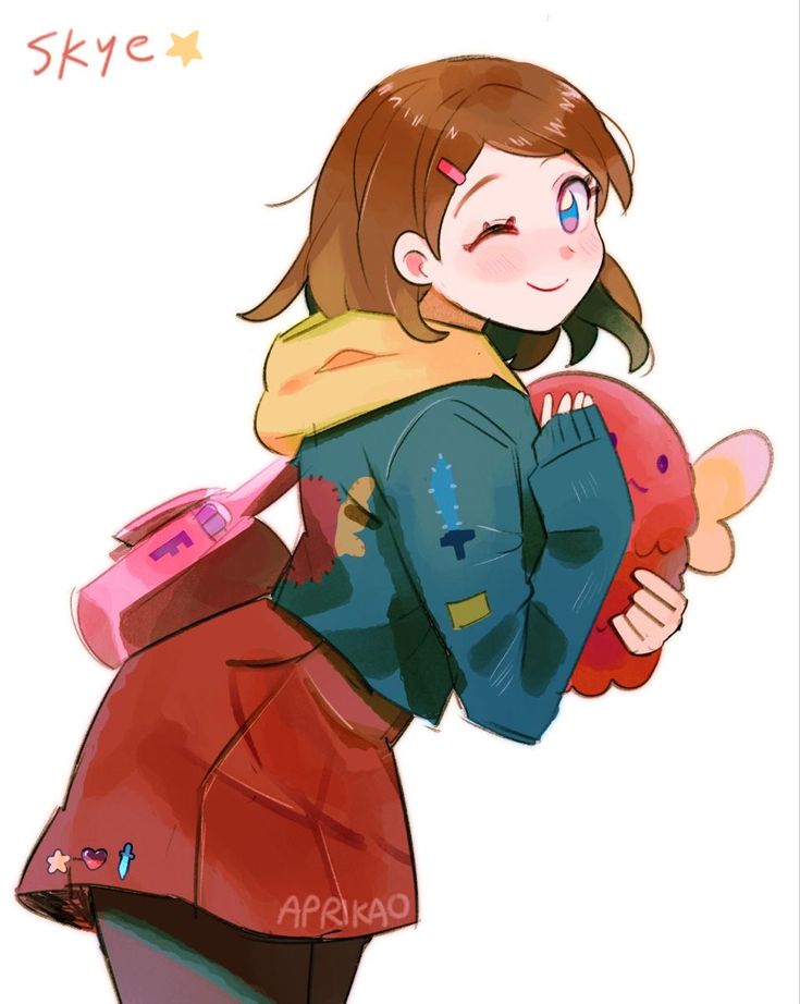 a drawing of a girl holding a teddy bear