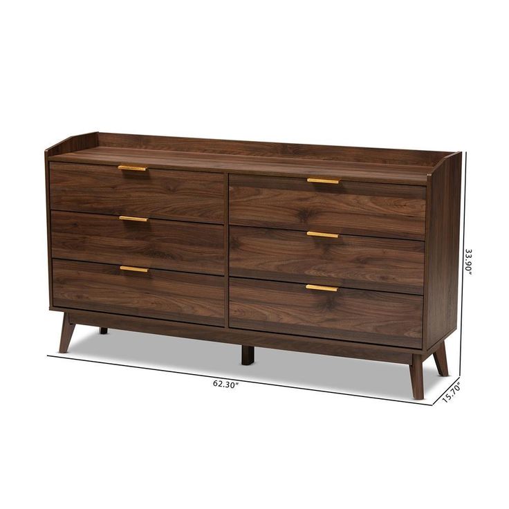 Baxton Studio Lena Mid-Century Modern Walnut Brown Finished 6-Drawer Wood Dresser FredCo theFredCo Dresser Brown, Chest Cabinet, Brown Dresser, Walnut Dresser, Mid Century Dresser, Mid Century Modern Dresser, Into The Wood, Wood Tones, Wood Dresser