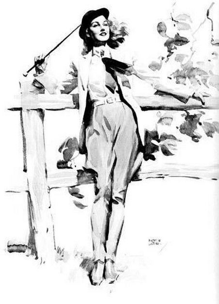 a black and white drawing of a woman leaning on a fence