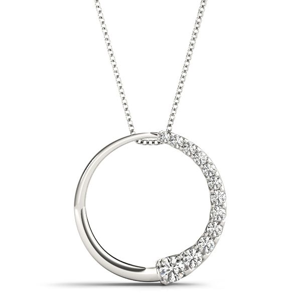 14kt White Gold Diamond Circle Pendant (1 ctw) Luxury Diamond White Necklace With Round Pendant, Luxury Adjustable Round Pendant Necklaces, Luxury Silver Circular Necklace, Dazzling Diamond Round Pendant Jewelry, Dazzling Diamond Jewelry With Round Pendant, Round Cut Diamond Necklace With Diamond Accents, Single Cut Diamond Pendant For Anniversary, Single Cut Diamond Pendant Jewelry For Anniversary, Platinum Diamond Necklace With Diamond Accents