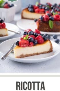 the cover of ricotta with berries and blueberries on top is shown in white plates