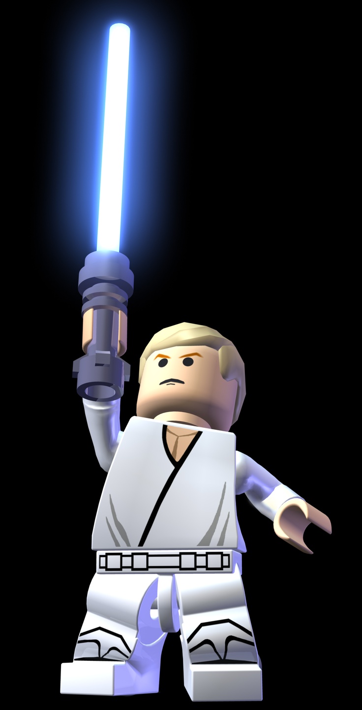 a lego star wars character with a light saber in his hand and the lights are on