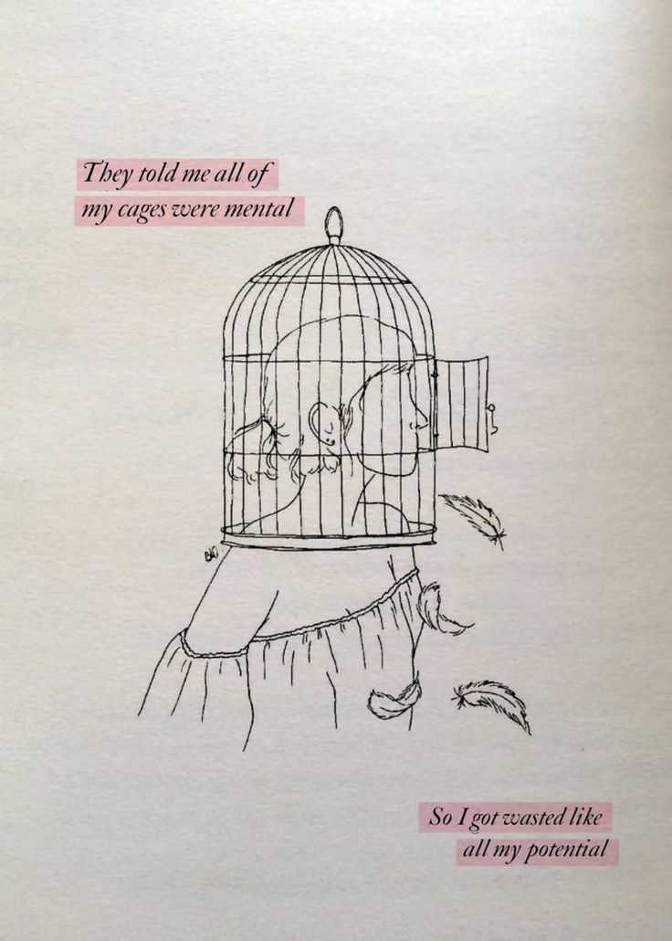 a drawing of a bird in a cage that says they hold the all of my cages