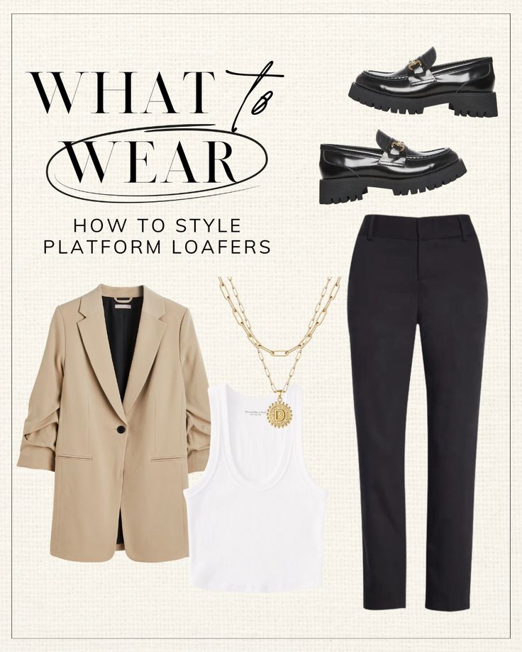 Smart Casual Work Outfit Loafers, Platform Loafers Outfit Work, How To Wear Platform Loafers, Platform Loafers Outfit Ideas, How To Style Platform Loafers, Platform Loafers Outfit Dress Work, What To Wear With Loafers, Womens Loafers Outfit Work Wear, Black Loafers Outfit Work