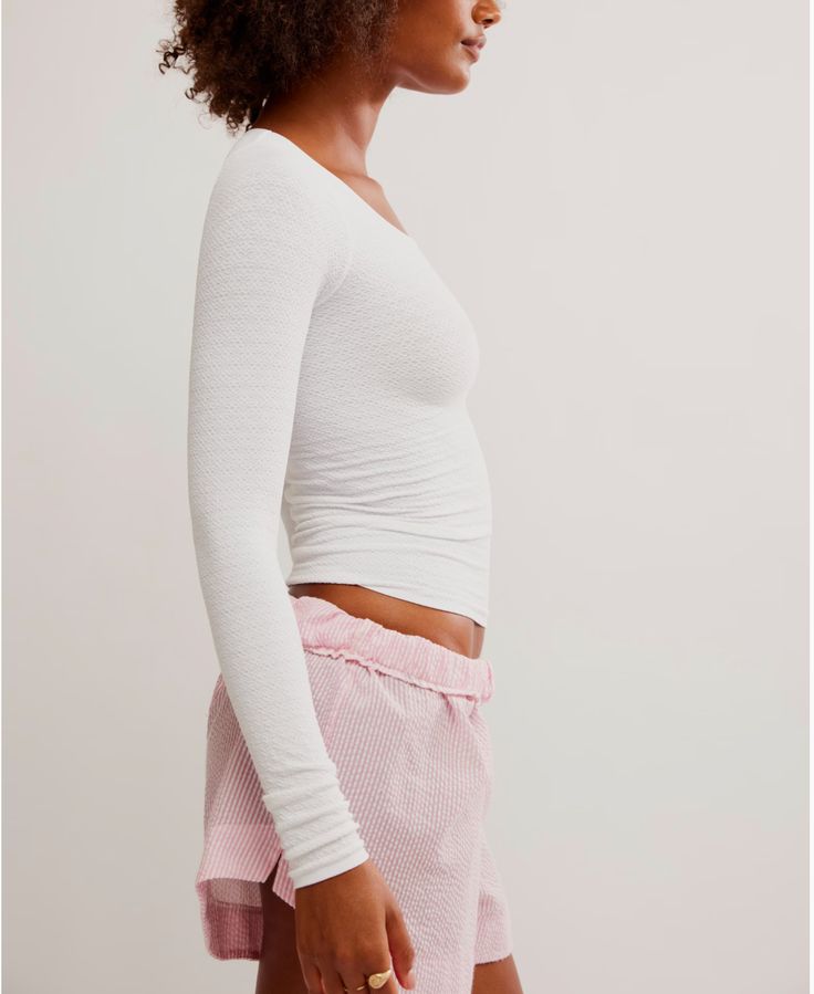 A perfect and stretchy layering basic for the colder months. Free People Love Letter Long Sleeve, Skin Care Gifts, White Long Sleeve, Cross Body Handbags, Short Tops, Long Tops, Sweater Top, Bootie Boots, Short Sleeves Tops