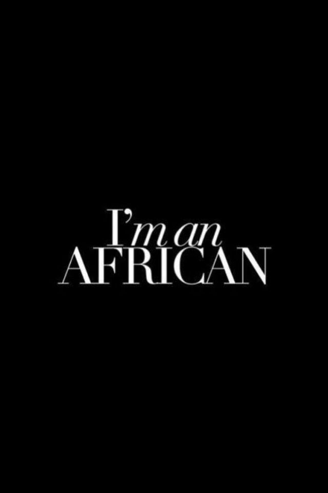 the words i'm an african are in black and white on a dark background