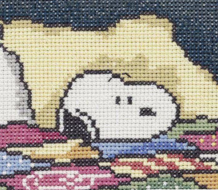 a cross stitch pattern of snoopy and his friends