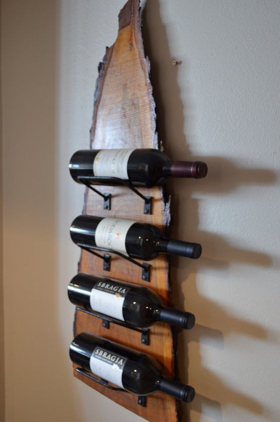 the wine rack is made out of wood