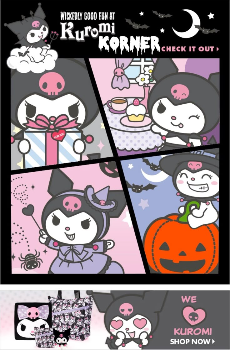 an image of cartoon characters in halloween costumes with pumpkins and cats on the background