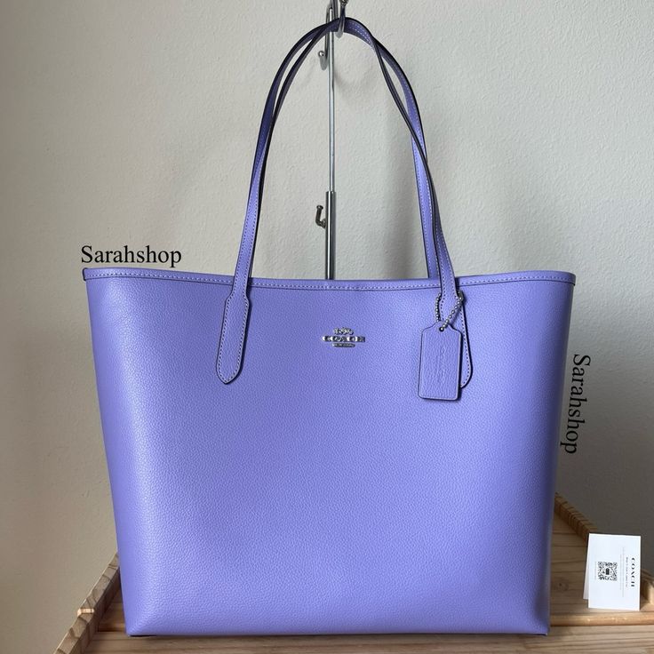 100% Authentic Brand New With Tags Bag Comes In Original Packaging Cr791 Leather City Tote Light Violet And Silver Hardware Approximate Measurements: 17"Top (L) X 11" (H) X 6" (D) Handles With 10" Drop Elegant Purple Shopping Bag, Elegant Purple Shopping Bags, Elegant Purple Bag For Errands, Light Violet, Bags Coach, Pink Orchids, Coach Purse, 6 D, Coach Purses