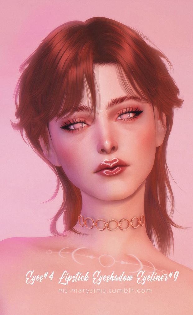 a digital painting of a woman with red hair wearing a choker and necklace on her neck