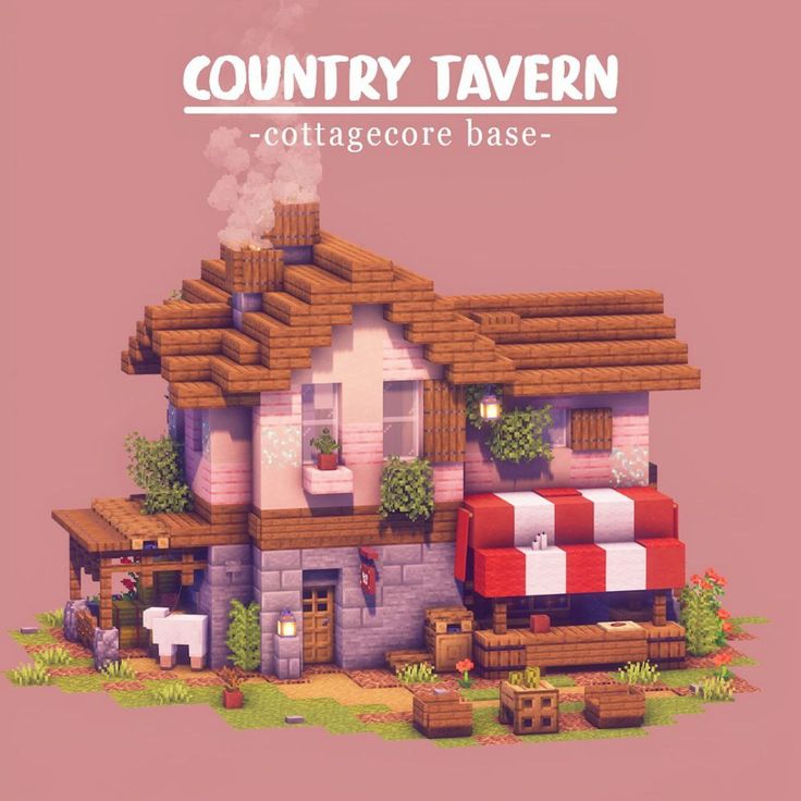 an image of a house made out of wood and brick with the words country tavern on it