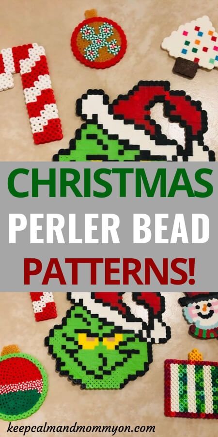 christmas perler bead patterns with text overlay