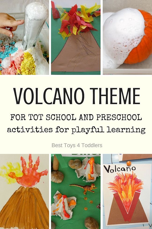 the cover of volcano theme for tot school and preschool activities