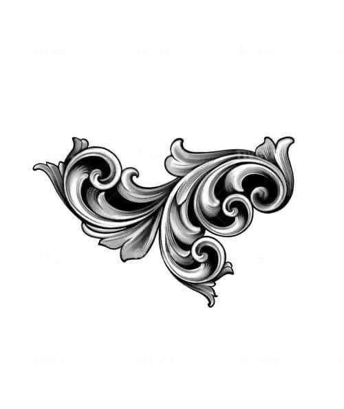 a black and white drawing of an ornate design