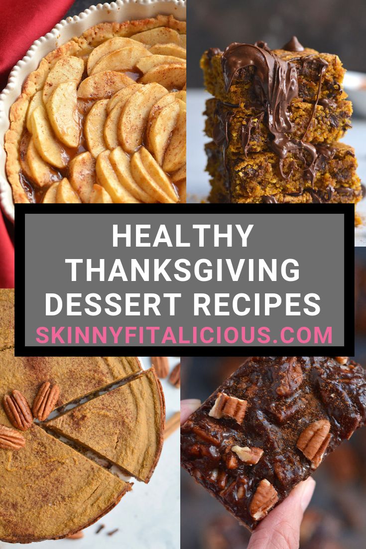 healthy thanksgiving dessert recipes with text overlay