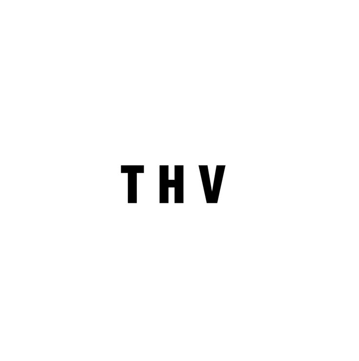 the word thv is written in black on a white background