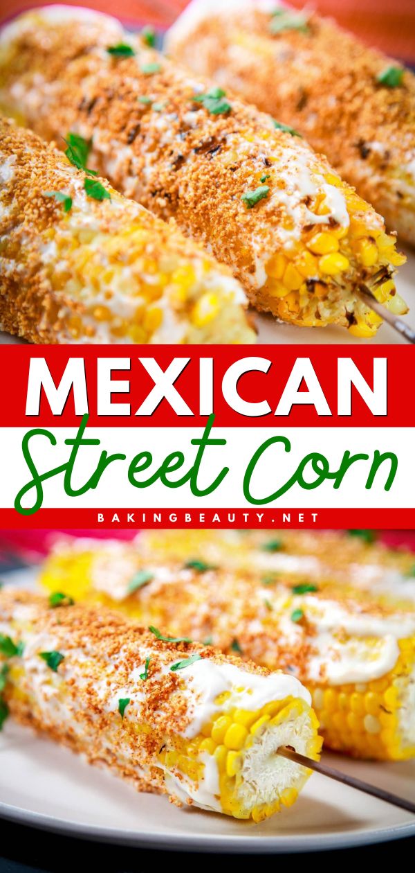 A Cinco de Mayo party food idea for corn on the cob! It's the BEST Mexican street corn recipe. Cooked in the oven then topped with creamy sauce, cheese, and spice, this Elote is an easy Cinco de Mayo food everyone will enjoy! Variation on this fiesta appetizer included! Elote Recipe, Mexican Street Corn Recipe, Street Corn Recipe, Chipotle Chili, Cotija Cheese, Mexican Street Corn, Recipe Sweet, Hispanic Food, Street Corn