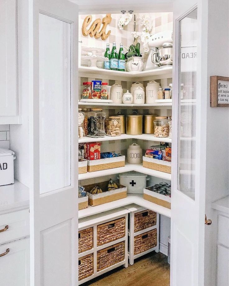 an open pantry filled with lots of food