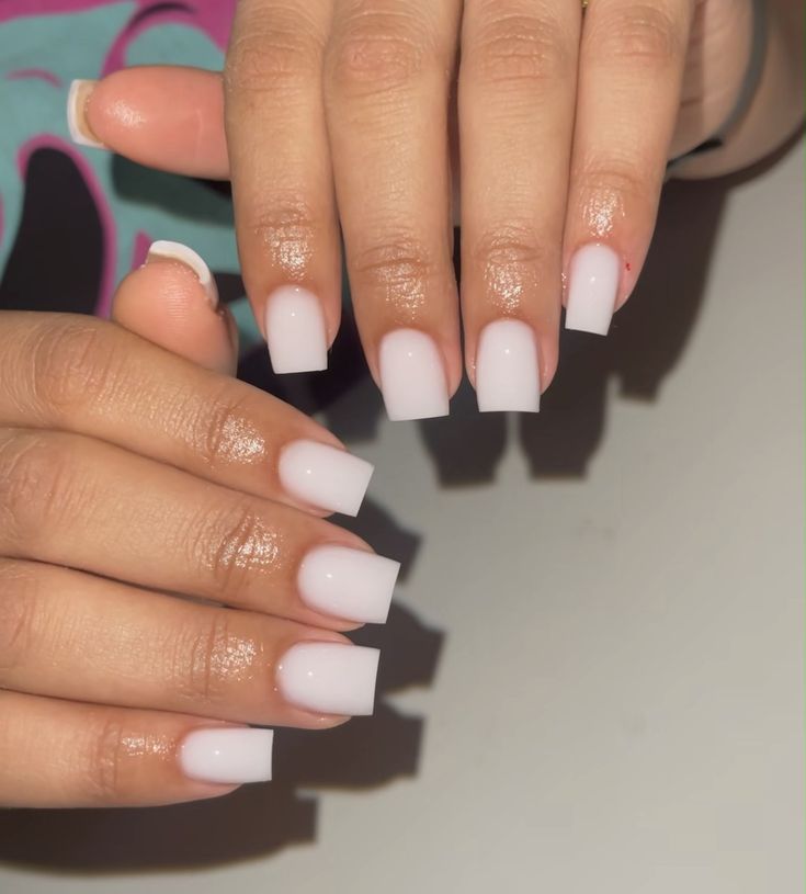 Short Soft White Nails, White Short Natural Nails, White Gel Nails Ideas, Short Basic Nails, White Short Acrylic Nails, Milk White Nails, Short White Nails, Work Appropriate Nails, Milky White Nails