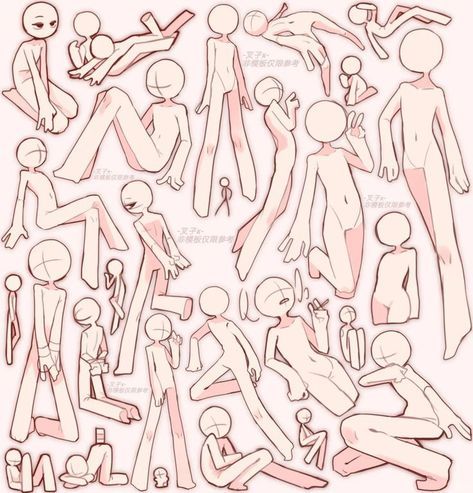 a drawing of people sitting and standing around each other with different poses on their bodies