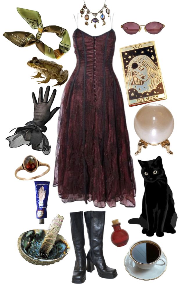 whimsical goth outfit ideas | #witch #happyhalloween #halloween Wiccan Outfits Witches, Goth Boho Fashion, Woodland Goth Fashion, Diy Witch Dress Women, Crystal Witch Outfit, Fall Witch Outfits, Fire Witch Outfit, Everyday Halloween Outfits, Witch Style Outfits Modern