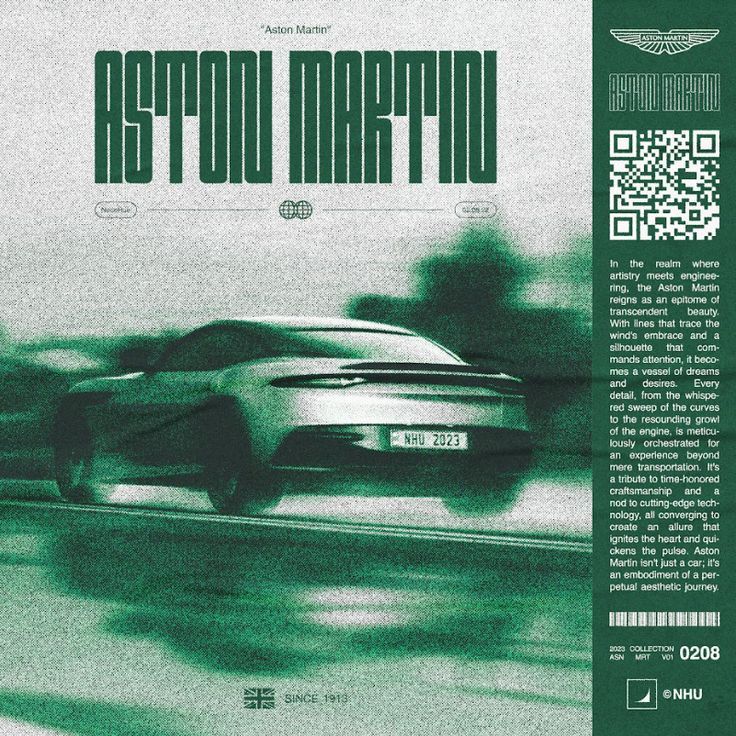 a car driving down the road in front of a qr code on it's back cover