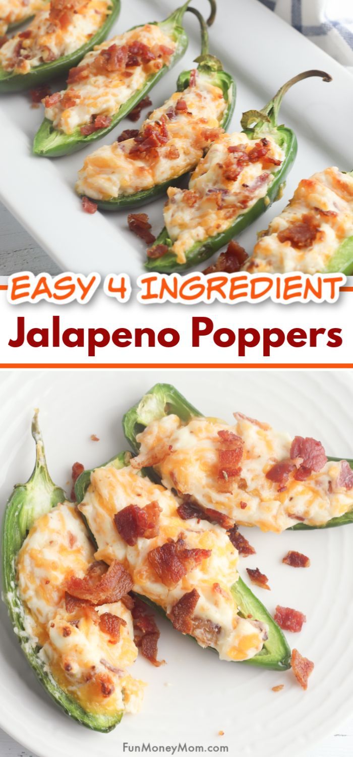 jalapeno poppers on a white plate with bacon and cheese in them