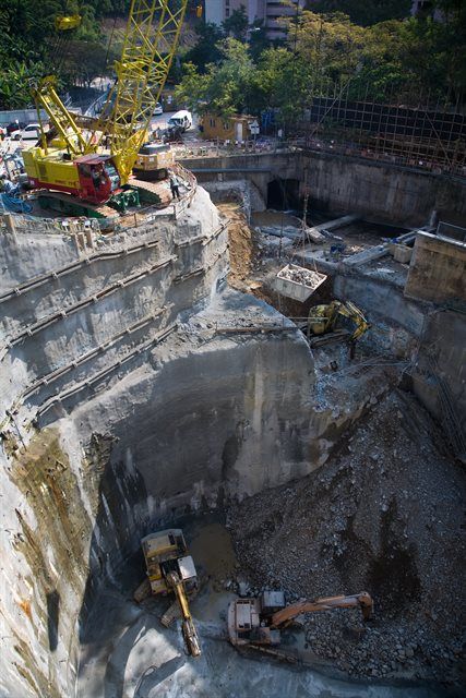 a construction site in the middle of a city