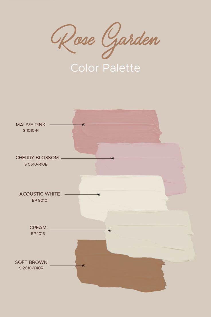 Rose garden color palette from Emirates Paints. Soft Pink And Purple Color Palette, Light Pink Brown Aesthetic, Pink White And Brown Bedroom, Neutral Room Color Palette, Neutral Room Paint Colors, Pink Brown Bedroom Ideas, Pink Cream Brown Color Palette, Pink Brown White Color Palettes, Pink Beige Colour Palette