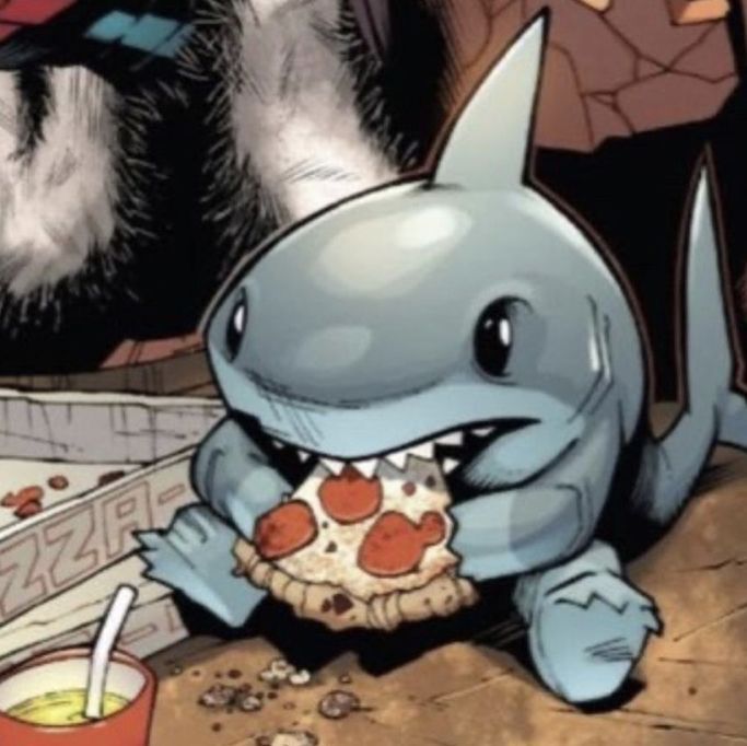 an image of a cartoon character eating pizza