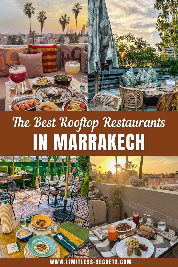 Here are the best rooftop bars and restaurants in Marrakech! You will love these rooftops for the views, the sunset, the vibes, and the possibility to dine al fresco - perfect in the evening when it's less hot! Enjoy the best places to eat with a view during your trip to Marrakech! Marrakech Restaurant, Nomad Restaurant, Marrakesh Travel, Rooftop Restaurants, Morocco Itinerary, Riad Marrakech, Visit Marrakech, Marrakech Travel, Best Rooftop Bars