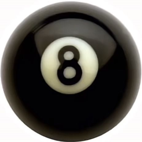 a black and white pool ball with the number eight on it