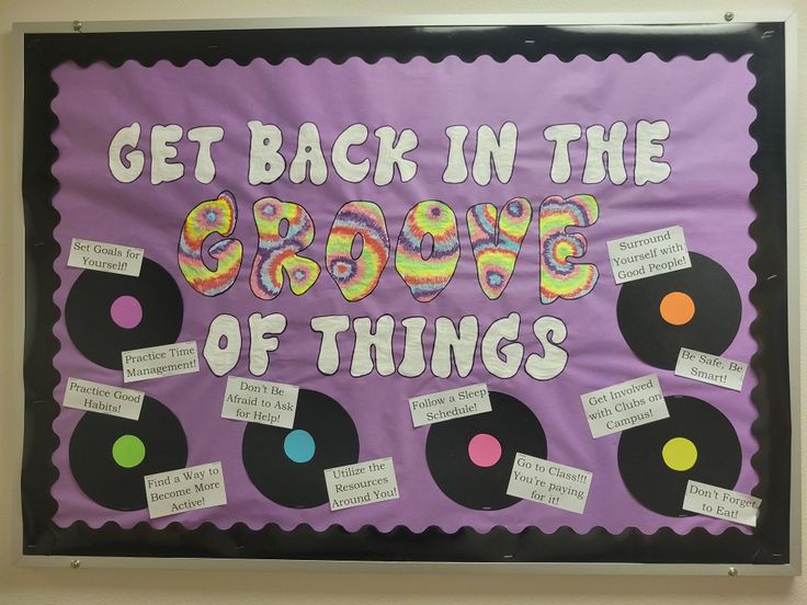 a bulletin board that says get back in the crayoe of things