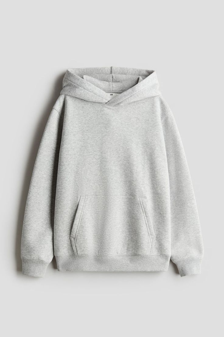 Sweatshirt hoodie in cotton-blend fabric with a soft  brushed inside. Double-layered  wrapover hood  dropped shoulders  long sleeves  and a kangaroo pocket. Ribbing at cuffs and hem. Cute Grey Hoodie, Clothes To Get For Christmas, H&m Clothes, Plain Grey Hoodie, Plain Black Hoodie, Apology Gifts, H&m Hoodie, Preppy Shirt, Xmas Wishlist