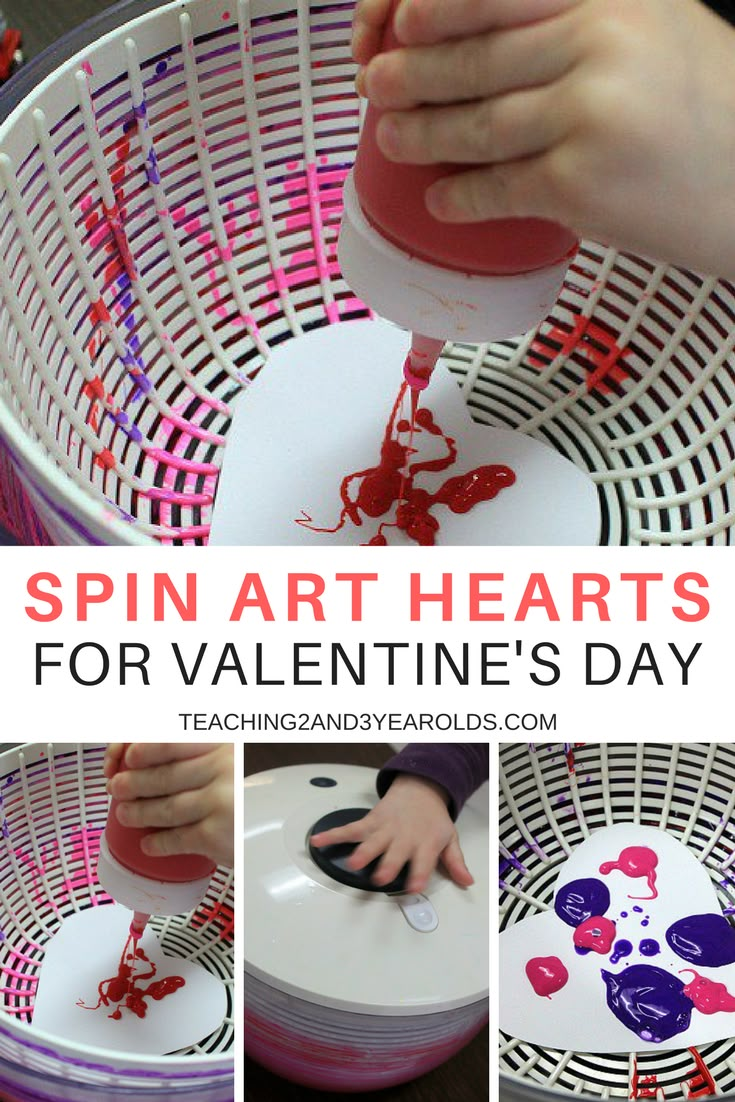 the spin art hearts for valentine's day is fun and easy to do with kids