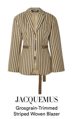 Jacquemus Blazer, Striped Blazer Outfit, Corporate Chic, Striped Fabric, Striped Blazer, Blazer Outfits, The Unexpected, Zipper Pulls, Blouse Styles