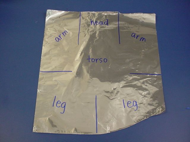 a piece of aluminum foil with words on it