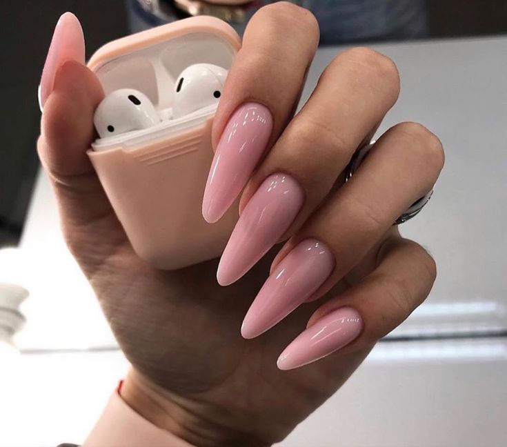 Almond Acrylic Nails, Pink Acrylic, Pink Acrylic Nails, Oval Nails, Square Acrylic Nails, Minimalist Nails, Hand Holding, Dream Nails, Fire Nails