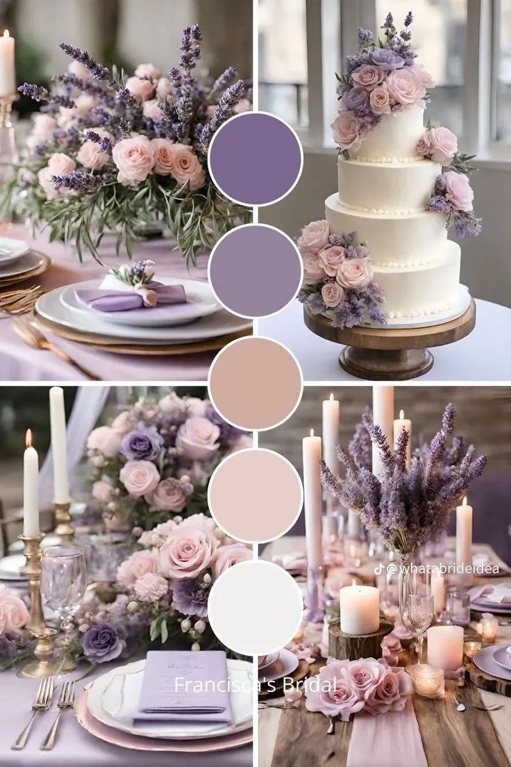 Summer Wedding Color Palette, Wedding Color Palette Ideas, Wedding Theme Color Schemes, Wedding Color Palette Summer, Spring Wedding Color Palette, Purple Wedding Decorations, Wedding Color Pallet, Color Palette Ideas, Purple Wedding Theme