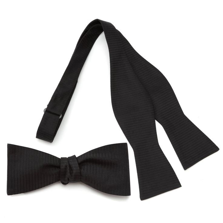 Black Formal Pinstripe Silk Bow Tie Image 1 Black Bow Tie With Bow Tie Back, Black Formal Bow With Bow Tie Back, Formal Black Bow With Bow Tie Back, Formal Black Bow With Tie Back, Classic Black Bow Tie And Accessories, Classic Black Bow Tie And Suit Accessories, Classic Black Bow Tie Suit Accessories, Black Suit And Tie Accessories For Black-tie Events, Classic Black Bow For Business Occasions