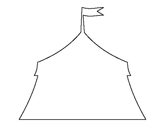 the outline of a tent with a flag on top